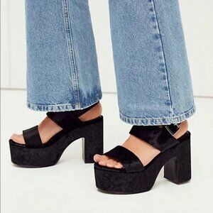 Jeffrey Campbell Women's Moody Satin Platform Sandals in Black - US 7